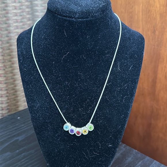 Sterling Silver Italian Necklace with Gemstones - Picture 12 of 12